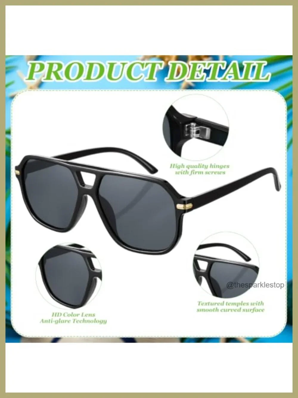 Oversized Square Sunglasses UV400 Retro 70s 80s 90s Unisex 3-Pack